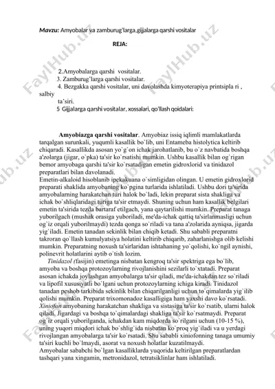 amyobalarga qarshi vositalar — DOCX