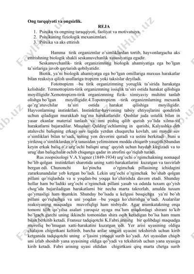 psixologiya va tirik organizmlar — DOCX