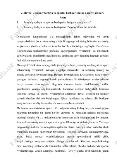 jismoniy tarbiya va sportni boshqarishning nazariy asoslari — DOCX