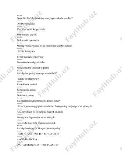 bul algebrasi — DOCX