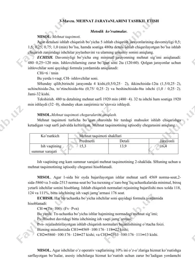 mehnat jarayonlarini tashkil etish — DOCX