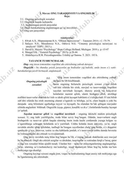 ongning psixologik xossalari — DOCX