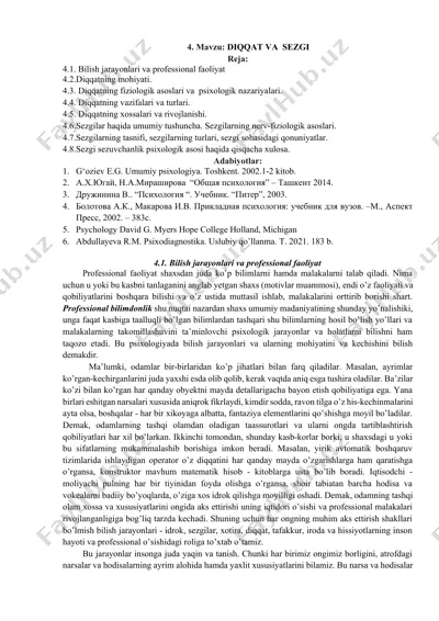 diqqat va sezgi — DOCX