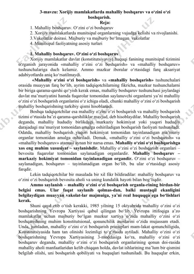mahalliy boshqaruv va o‘zini o‘zi boshqarish — DOCX