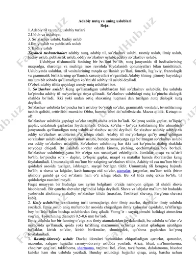 adabiy nutq va uning uslublari — DOCX
