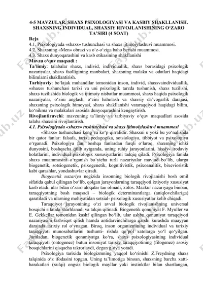 shaxs psixologiyasi va kasbiy shakllanish — DOCX
