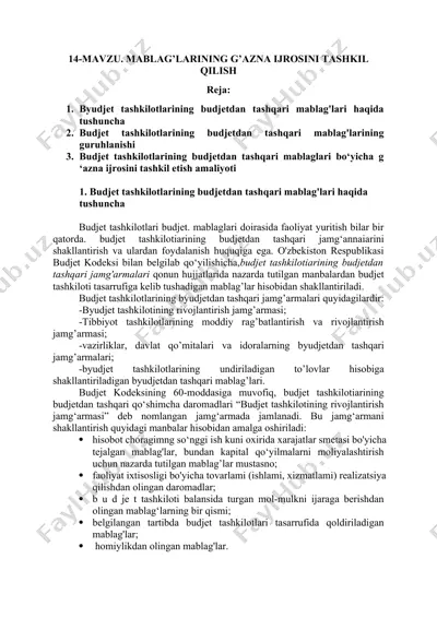 mablag’larining g’azna ijrosini tashkil qilish — DOCX