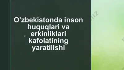 o’zbekistonda inson huquqlari va erkinliklari kafolatining yaratilishi — PPTX