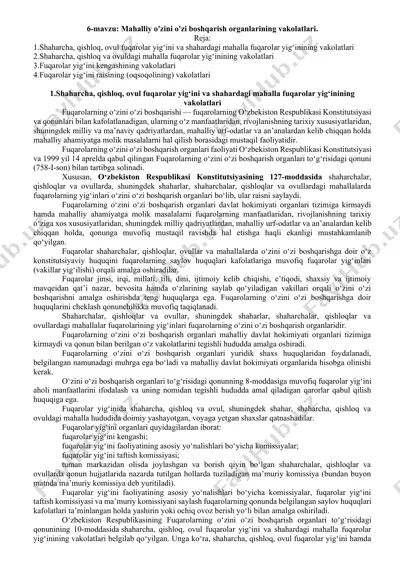 fuqarolar yig‘ini boshqarish organlari — DOCX