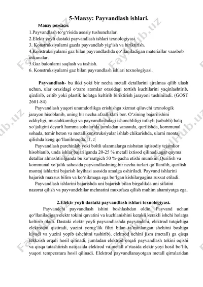 payvandlash ishlari — DOCX
