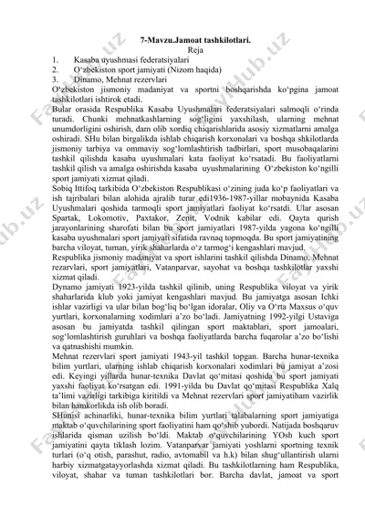 kasaba uyushmasi federatsiyalari — DOCX