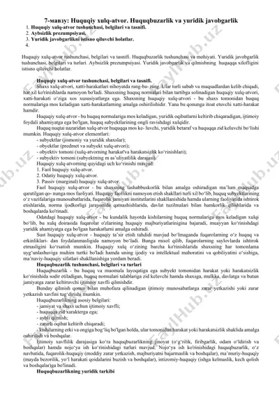 huquqiy xulq-atvor. huquqbuzarlik va yuridik javobgarlik — DOCX