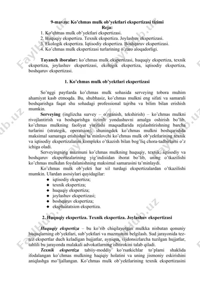 ko’chmas mulk ob’yektlari ekspertizasi tizimi — DOCX