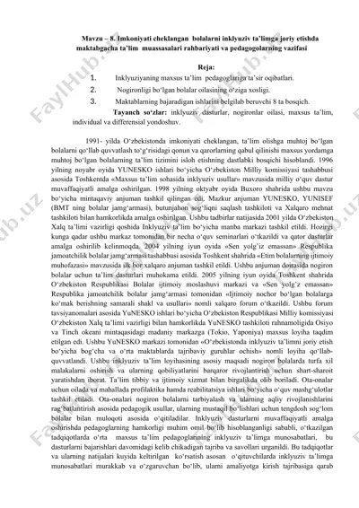 inklyuziv ta’lim bo‘yicha manba markazi — DOCX