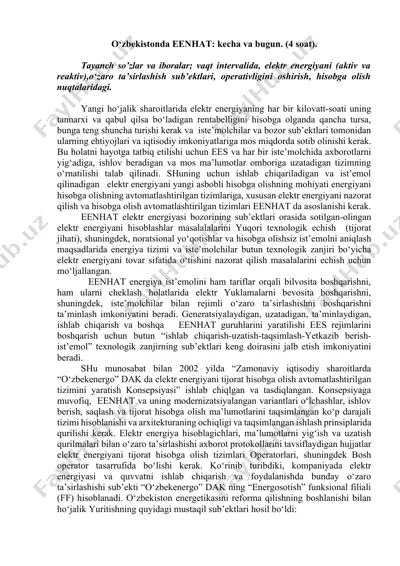 elektr energiyasi hisobga olish nizomati (eenhat) — DOCX
