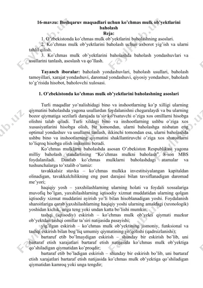 ko’chmas mulk ob’yektlarini baholashning asoslari — DOCX