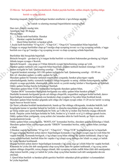 harakat amallari o‘qitish uchun mashg‘ulotlar — DOCX
