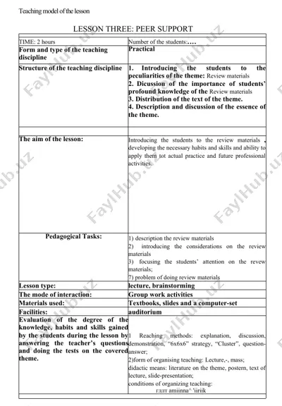 teaching model of the lesson — DOCX