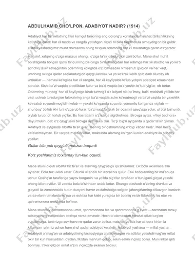 adabiyot nadir? — DOCX