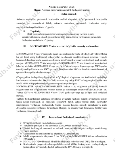 asinxron motorlarni parametrik boshqarish usullari — DOCX