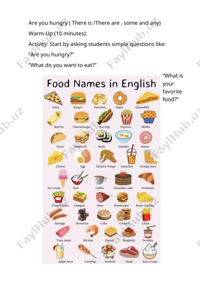 food vocabulary - meat, fruit, fish, vegetables — DOCX