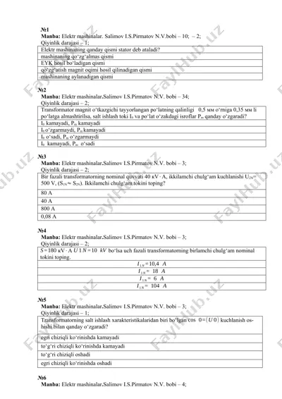elektr mashinalar — DOCX