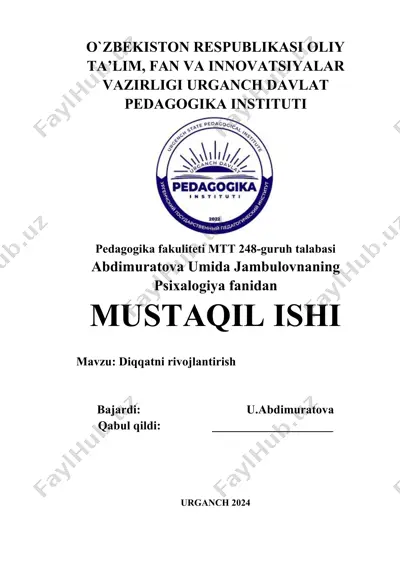 diqqatni rivojlantirish — DOCX
