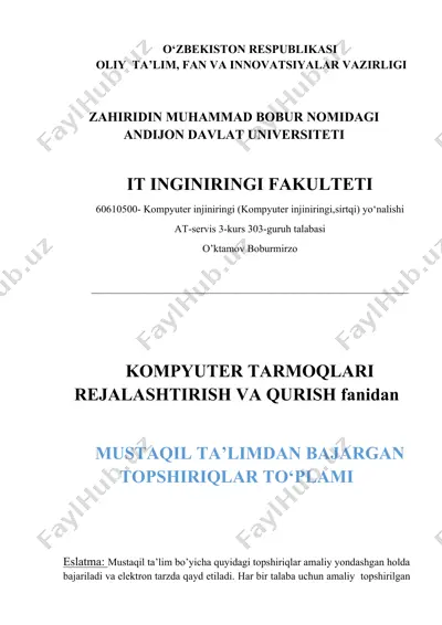 kompyuterda qo'llaniladigan protokollar va ilovalar — DOCX