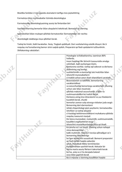 farmatsevtika deontologiyasi — DOCX