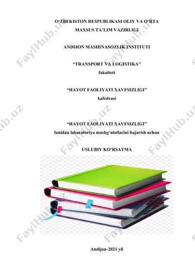 "hayot faoliyati xavfsizligi" laboratoriya mashg'ulotlarini bajarish uchun — DOCX