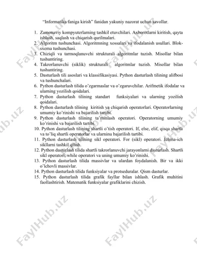 "informatika faniga kirish" — DOCX