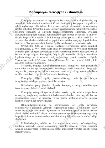 korrupsiya– taraqqiyot kushandasi — DOCX