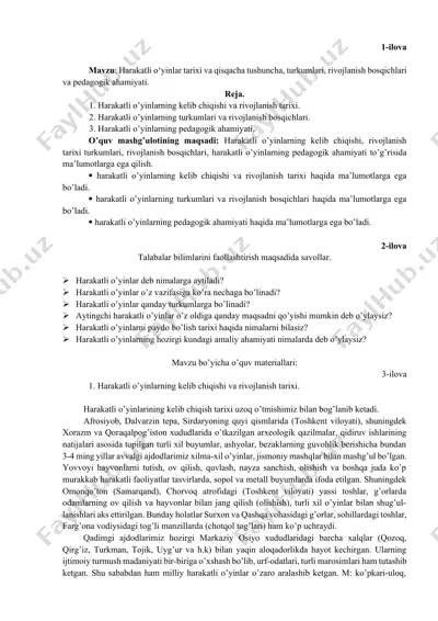 harakatli o'yinlar tarixi va pedagogik ahamiyati — DOCX
