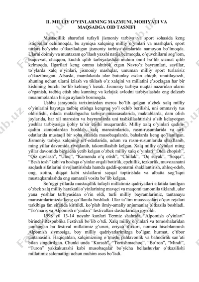 milliy o'yinlar va jismiy tarbiya — DOCX