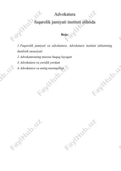 advokatura fuqarolik jamiyati instituti sifatida — DOCX