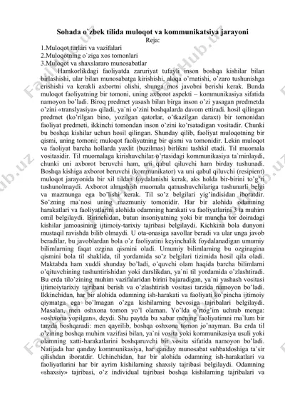 muloqot va kommunikatsiya jarayoni — DOCX