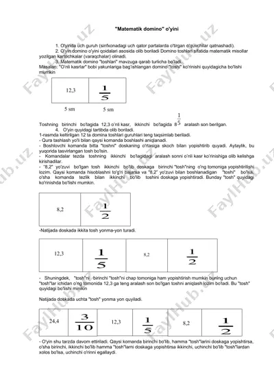 matematik domino o'yini — DOCX