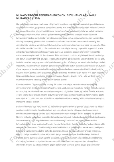 bizni jaholat - jahli murakkab (1906) — DOCX