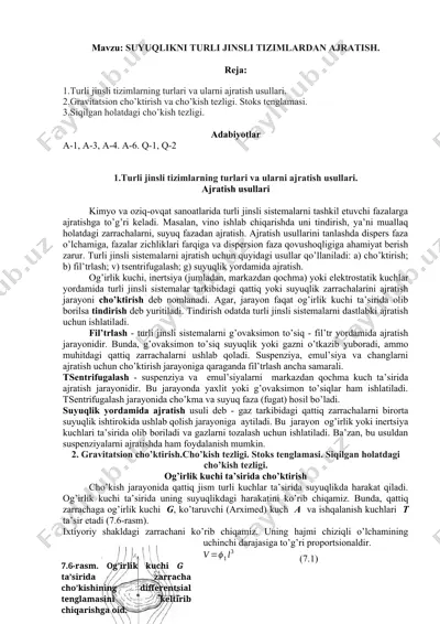 turli jinsli tizimlarning turlari va ularni ajratish usullari — DOCX
