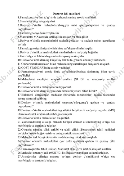 farmakognoziya fanidan savollargina javoblar — DOCX