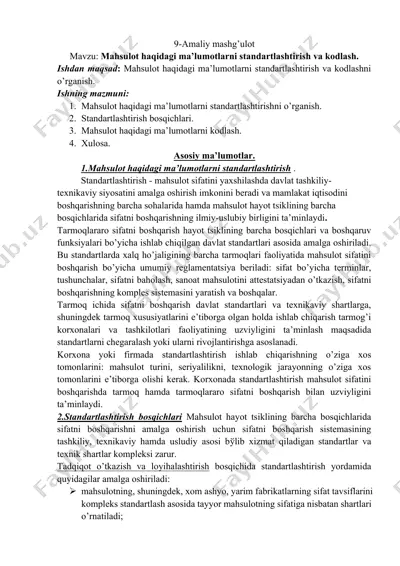 mahsulot haqidagi ma’lumotlarni standartlashtirish va kodlash — DOCX