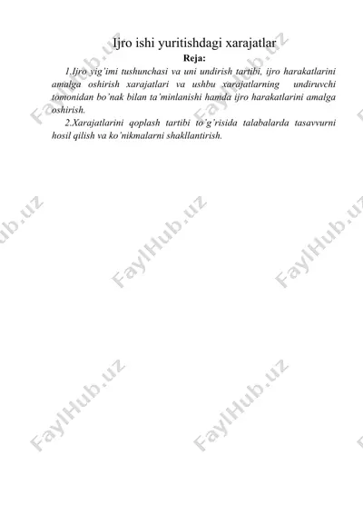 ijro ishi yuritishdagi xarajatlar — DOCX