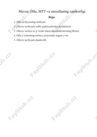 oila, mtt va maxallaning xamkorligi — DOCX