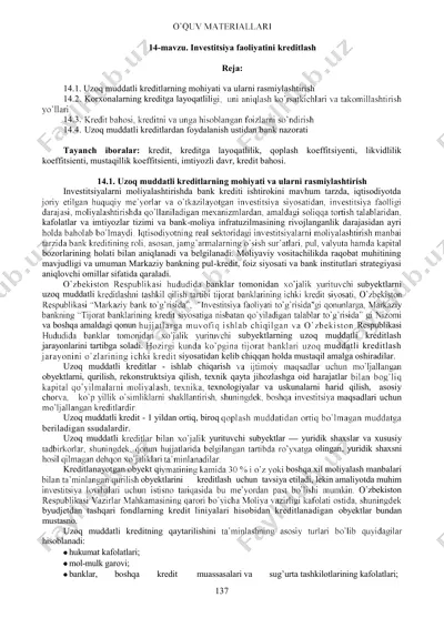 investitsiya faoliyatini kreditlash — PDF