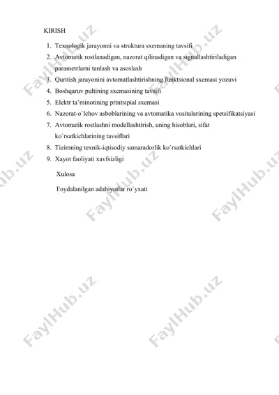 texnologik jarayonni avtomatlashtirish — DOCX