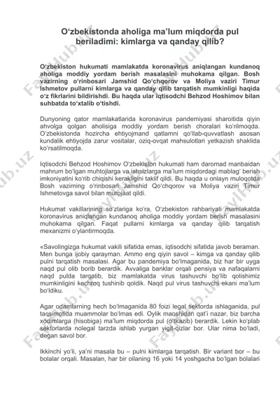 moddiy yordam berish choralari o‘zbekistonda — DOCX