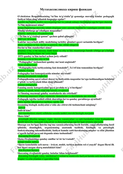 pedagogika fanidan — DOCX
