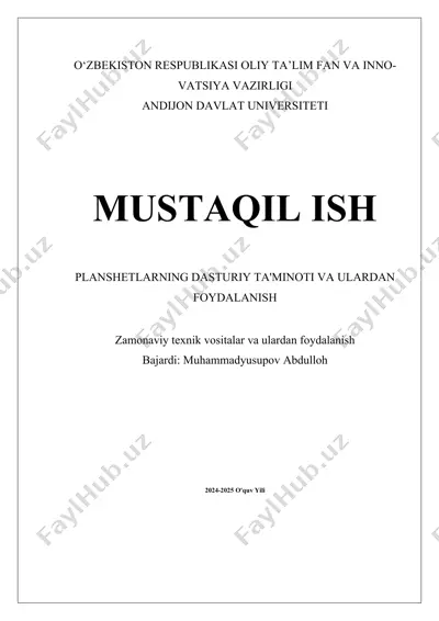 planshetlar ta'minoti va ulardan foydalinish — DOCX