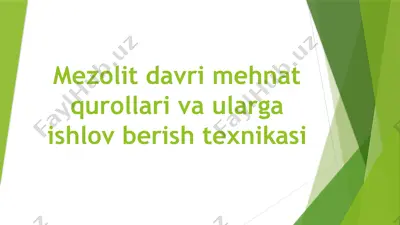 mezolitdavri mehnat qurollari va ularga ishlov berish texnikasi — PPTX