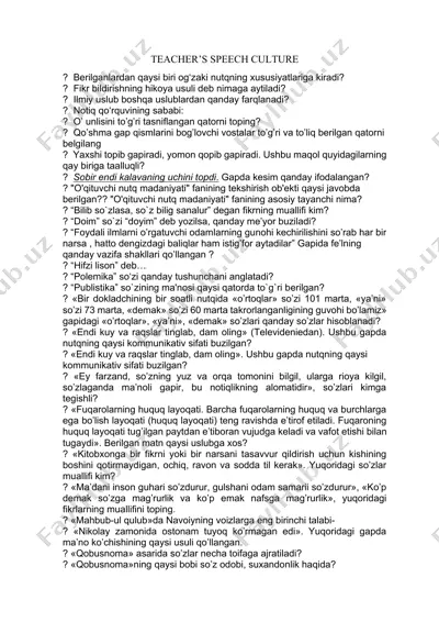 o'qituvchi nutq madaniyati — DOCX
